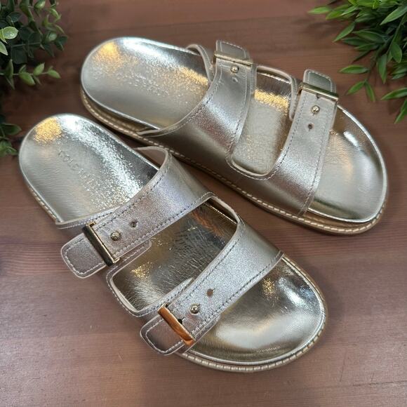 Cole Haan Women's Marisol Footbed Sandals Soft Gold Leather Size 7 - Picture 1 of 7